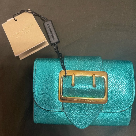 Burberry teal coin purse with dust bag NWT - Picture 1 of 10